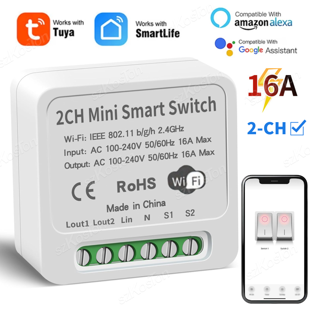 Smart Relay Tuya - 16A Tuya WiFi Akıllı Anahtar Modülü